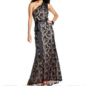 Betsy & Adam Black One Shoulder Dress